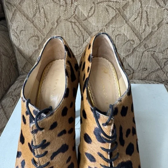 Charlotte Olympia Alice Platform High Pump In Hyena Animal Print Black Sz 37.5